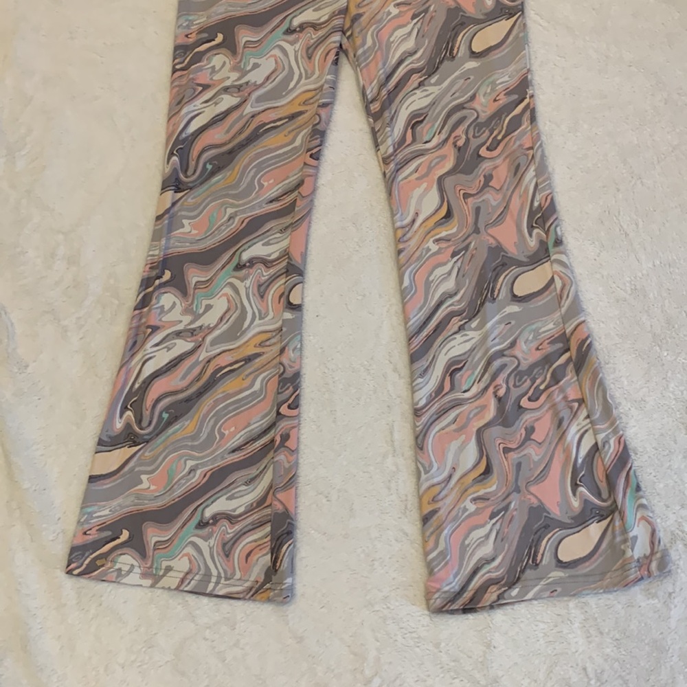 🌹shosho • Super Soft High Waist Swirl Pattern Flared Fashion Yoga Wide Leg Pants - Picture 3 of 4